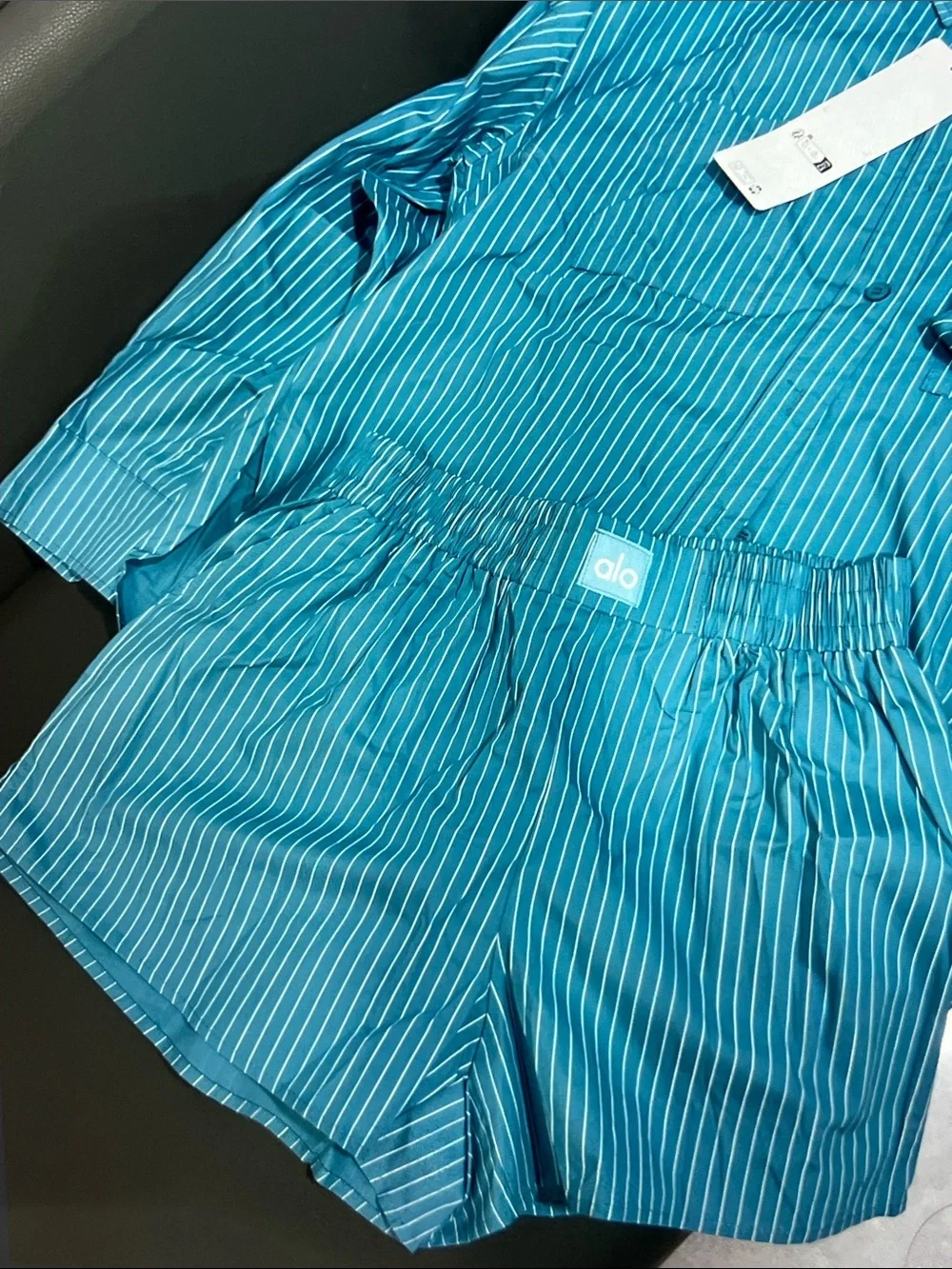ALO Yoga Blue Button-Up Shirt